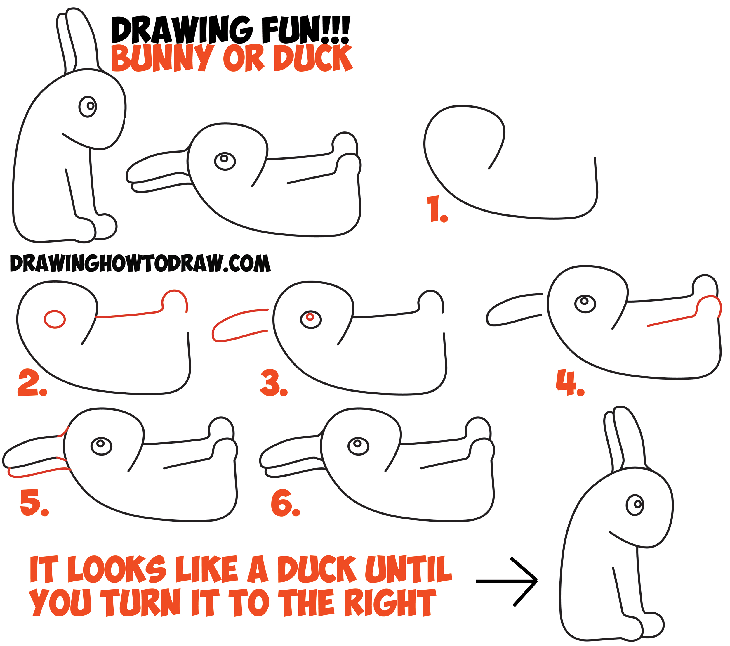 2500x2211 How To Draw An Optical Illusion For Kids - Duck Or Rabbit Drawing
