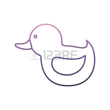 450x450 Cute Duck Toy Icon In Colored Outline Illustration Over White Cute - Duck Outline Drawing
