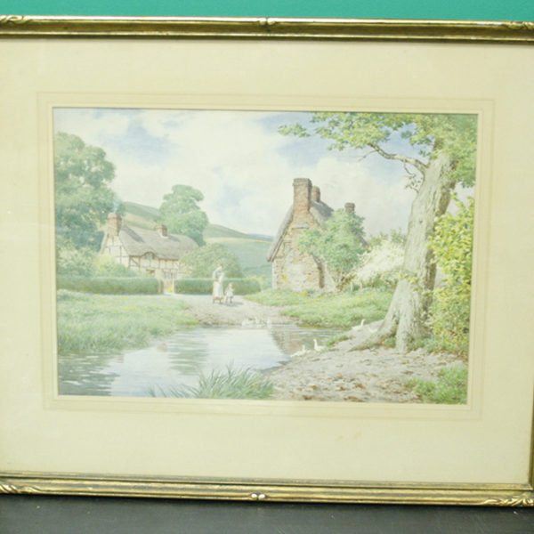 600x600 Original Water Colour Drawing - Duck Pond Drawing