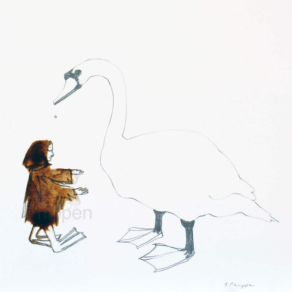 1000x1000 ugly duckling drawing with girl hans christian andersen art - Duckling Drawing