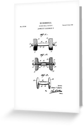 277x415 Dumbbell Patent Drawing Blueprint Greeting Cards - Dumbbell Drawing