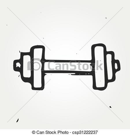 450x470 Vector Dumbbell, Hand Drawn Sports Equipment Vector Doodle - Dumbbell Drawing