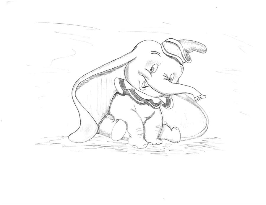 900x695 pencil drawing of walt disney's dumbo drawing - Dumbo Drawing