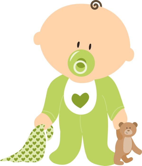 599x700 drawing of baby boy with teddy bear and dummy free image - Dummy Drawing