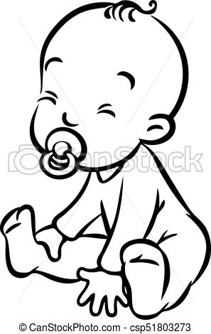 297x470 funny small baby sitting with dummy funny small baby, boy or girl - Dummy Drawing