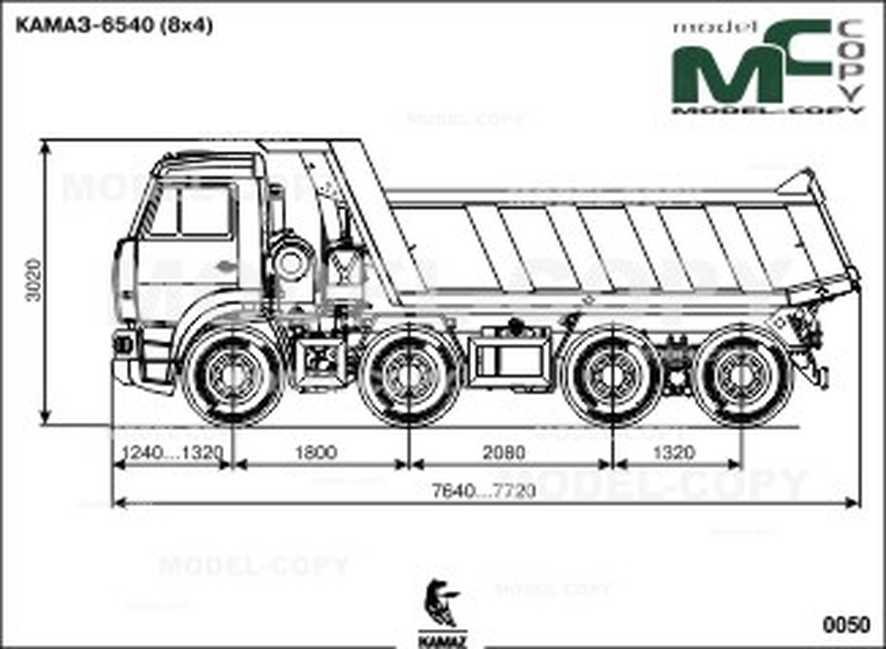 886x649 Kamaz - Dump Truck Drawing