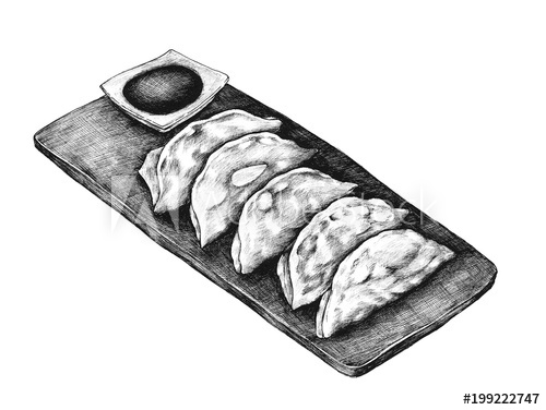 500x376 Hand Drawn Gyoza Japanese Crescent Shaped Dumpling - Dumpling Drawing