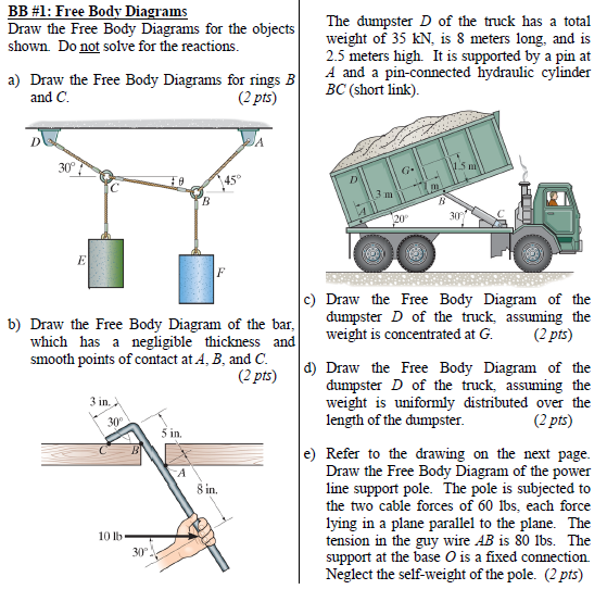 559x554 solved bb free body diagrams draw the free body diagr - Dumpster Drawing