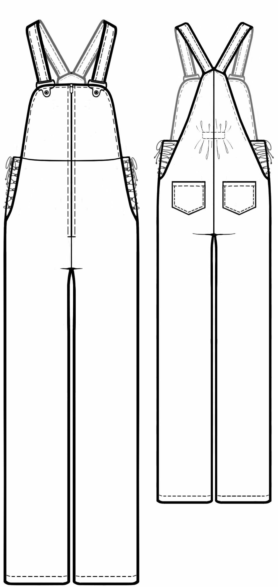 940x1983 apron drawing overalls for free download - Dungarees Drawing
