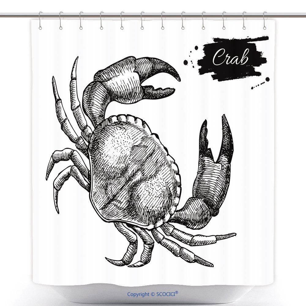 1000x1000 Vanfan Cool Shower Curtains Vector Vintage Crab - Dungeness Crab Drawing