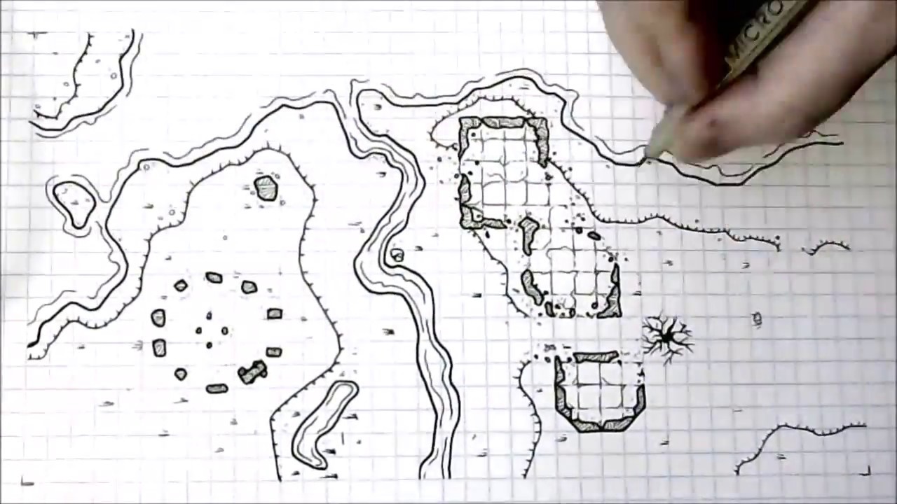 1280x720 Time Lapse Hand Drawn Dungeons Dragons Map - Dungeon Drawing