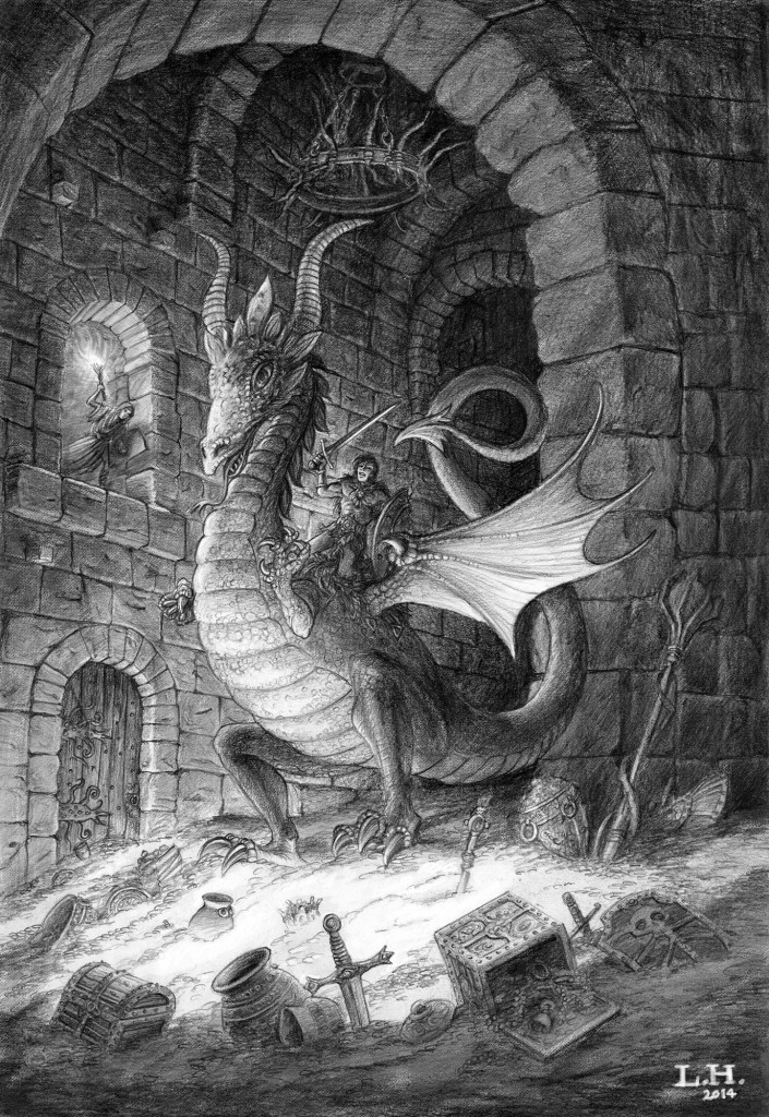 705x1024 Dragon In The Dungeon - Dungeon Drawing