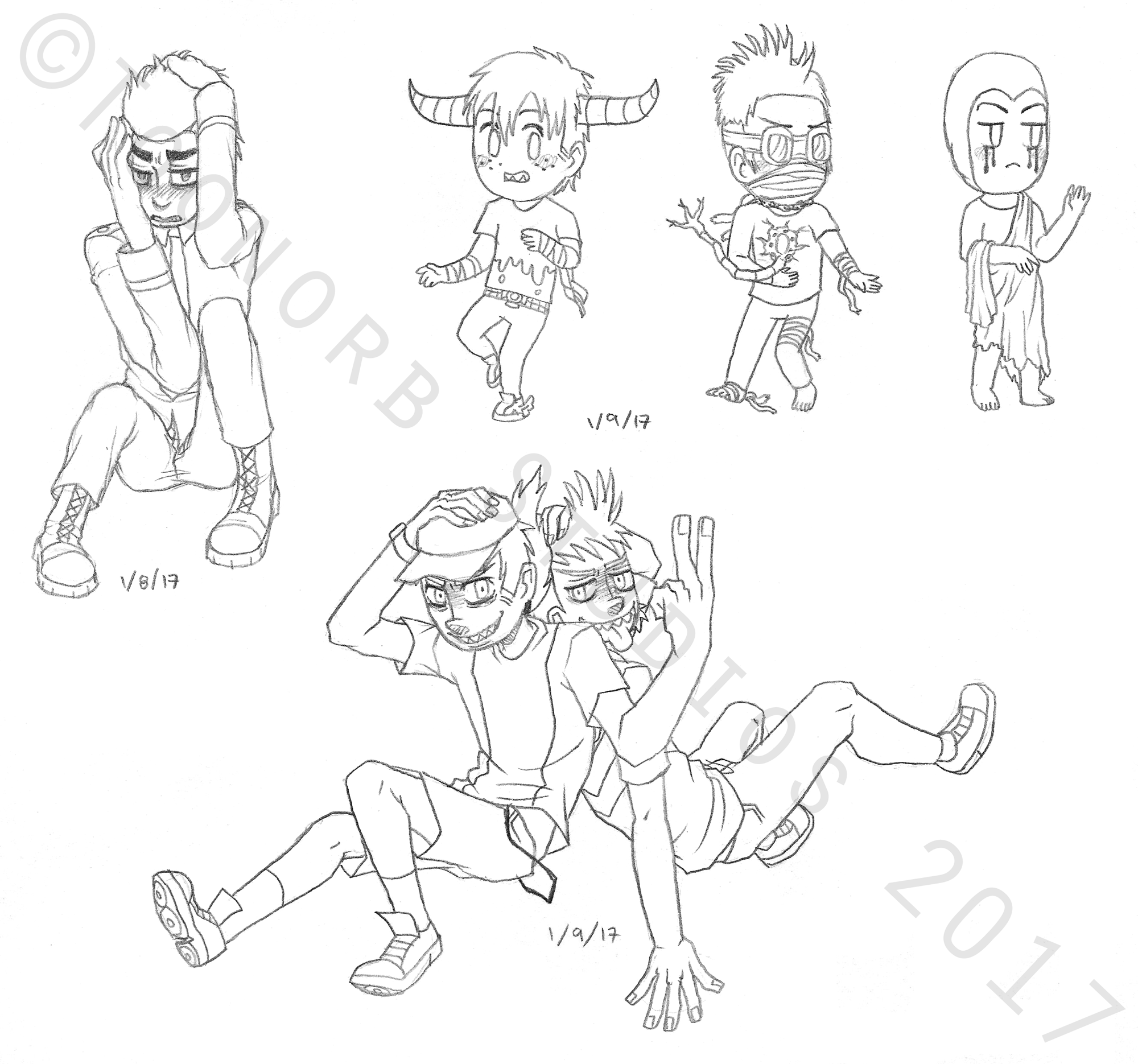 2000x1870 wom sketches + wallpapers body pose, chibi living icon morphs - Duo Drawing