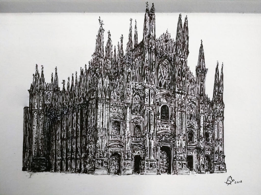 1024x768 duomo di milanomilan cathedral - Duomo Drawing