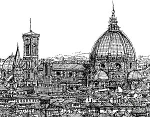 300x234 florence duomo in ink drawing - Duomo Drawing