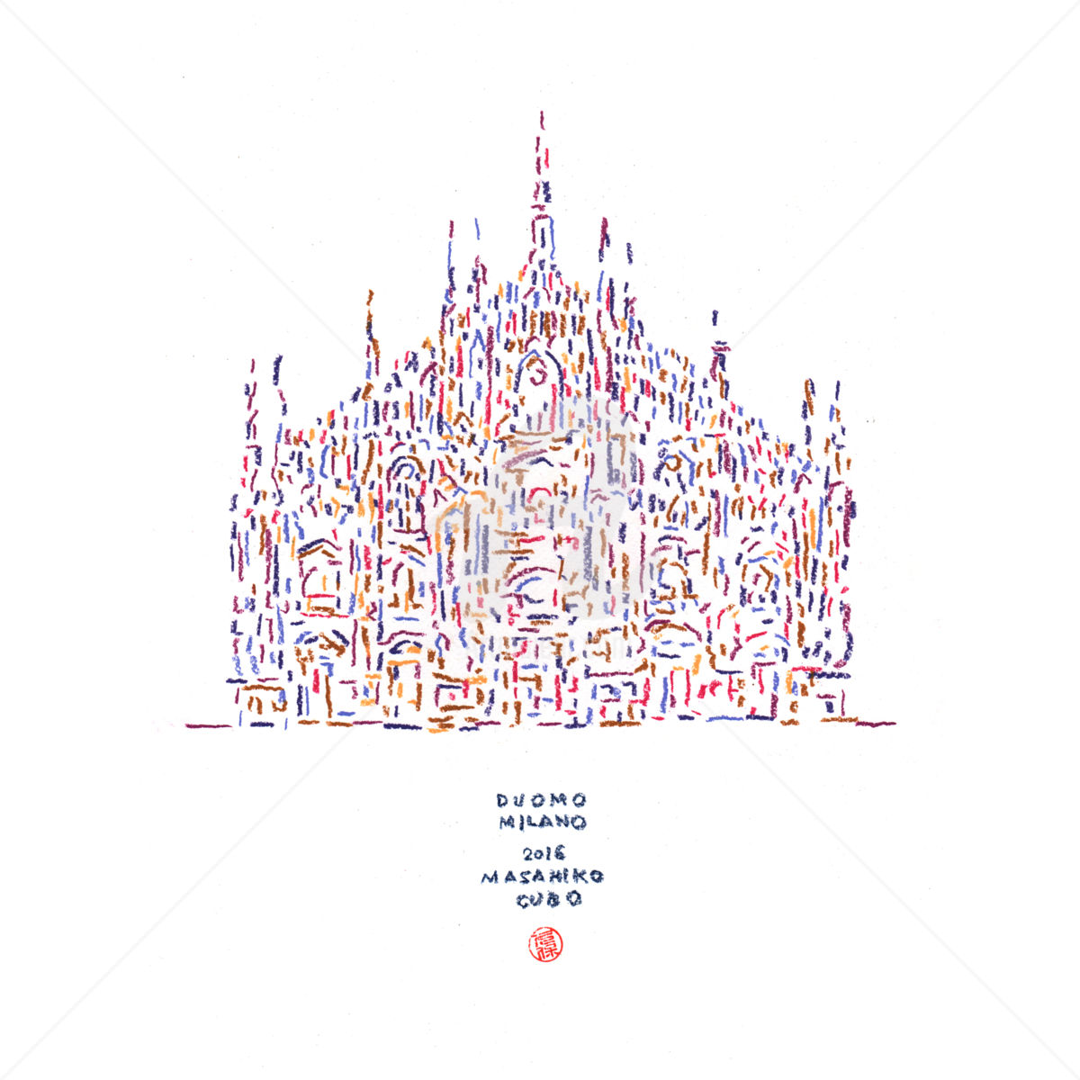 1200x1200 milano duomo purple drawing - Duomo Drawing