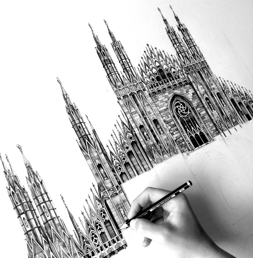 880x899 design is in the details my photorealistic drawings of famous - Duomo Drawing