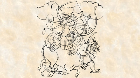 480x268 Hindu Goddess - Durga Drawing