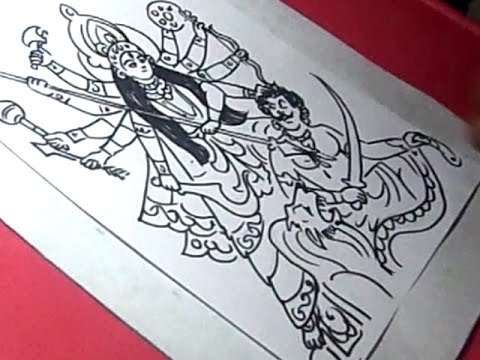 480x360 How To Draw Goddess Chandi Devi Drawing - Durga Drawing