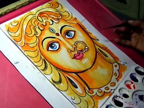 480x360 How To Draw Goddess Durga Drawing With Colors - Durga Drawing
