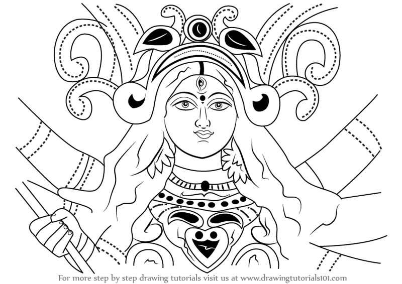 800x566 Learn How To Draw Durga Devi Face - Durga Drawing