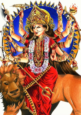 320x454 Durga Drawings On Paigeeworld Pictures Of Durga - Durga Drawing