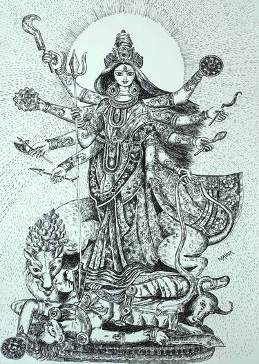 375x527 Durga Drawing - Durga Drawing