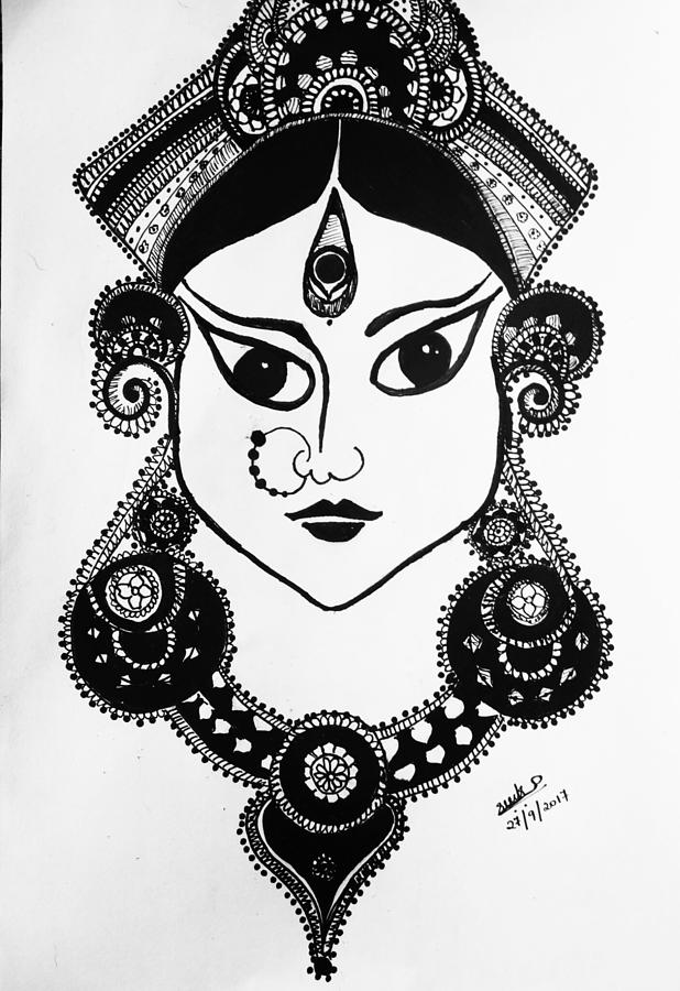 618x900 Durga Drawing - Durga Drawing
