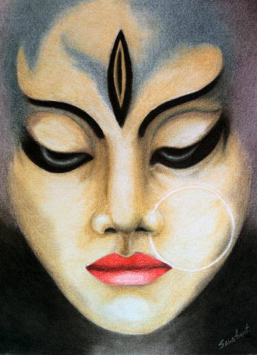 375x517 Durga Drawing - Durga Drawing