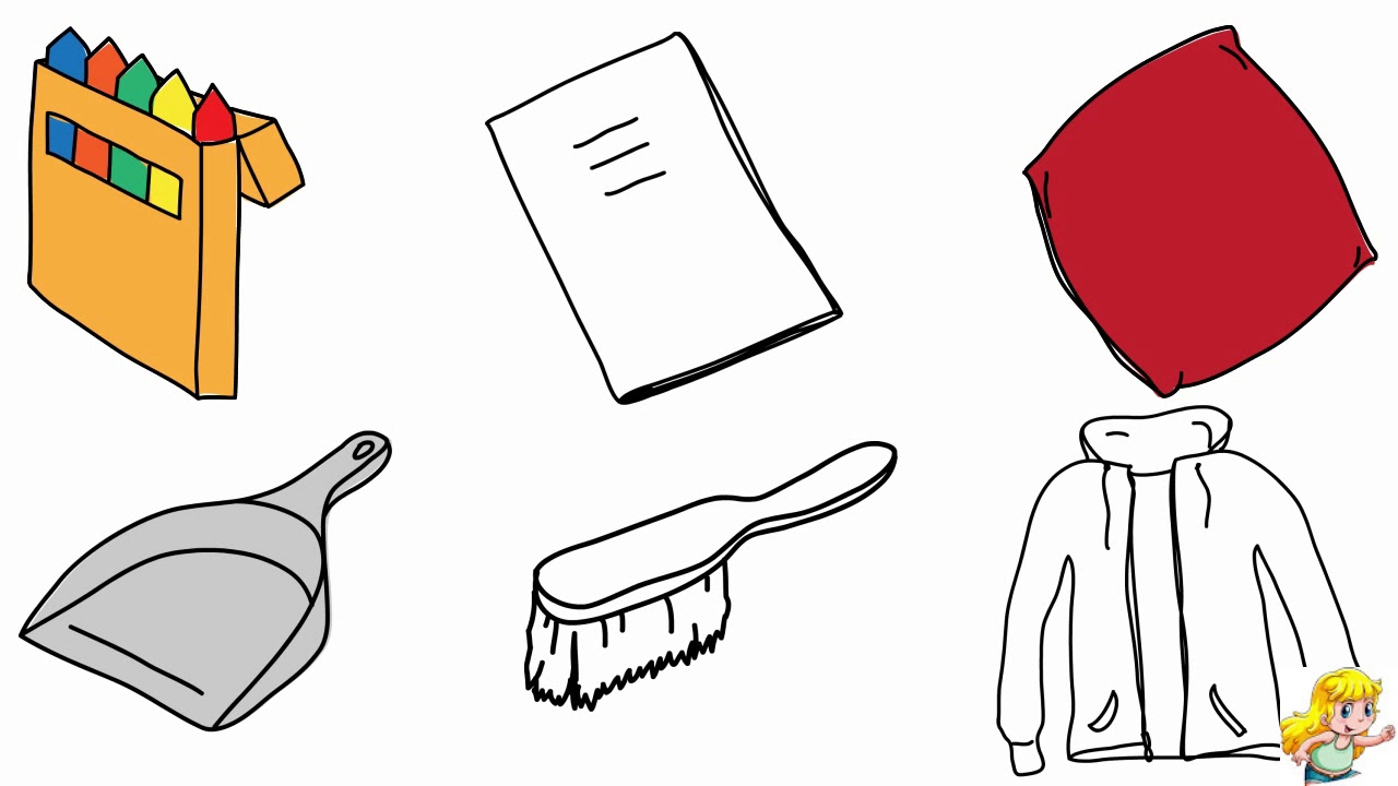 1280x720 coloring pages,painting books, coats, pillows, dustpan, brush - Dustpan Drawing