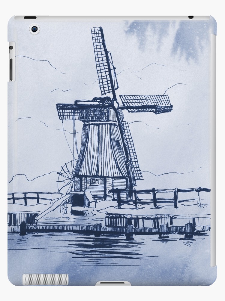 750x1000 Sketch Of A Dutch Windmill Ipad Cases Skins - Dutch Windmill Drawing