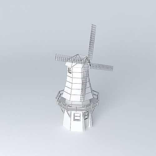 500x500 Dutch Windmill Cgtrader - Dutch Windmill Drawing