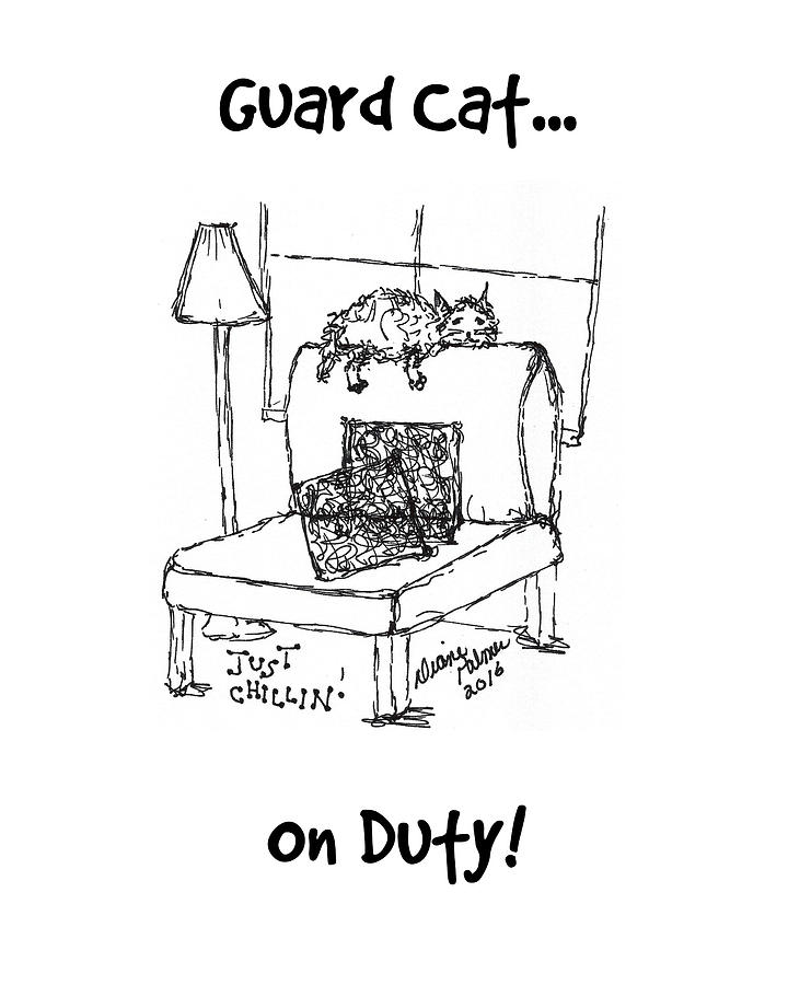 720x900 Guard Cat On Duty Drawing - Duty Drawing