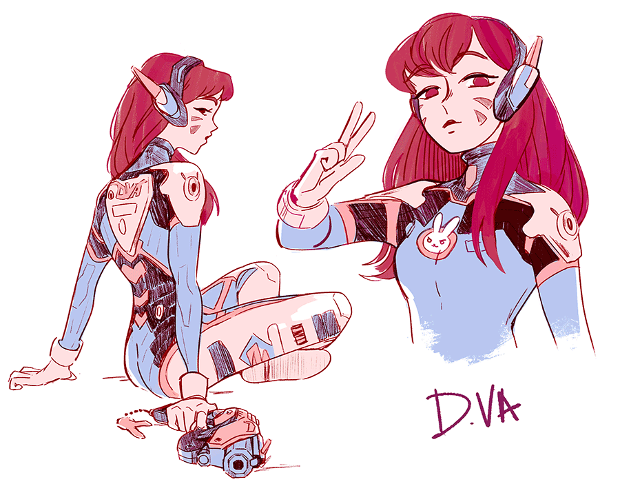 900x702 Hazeldrop How To Draw Dva, Who I Main In Overwatch - Dva Drawing