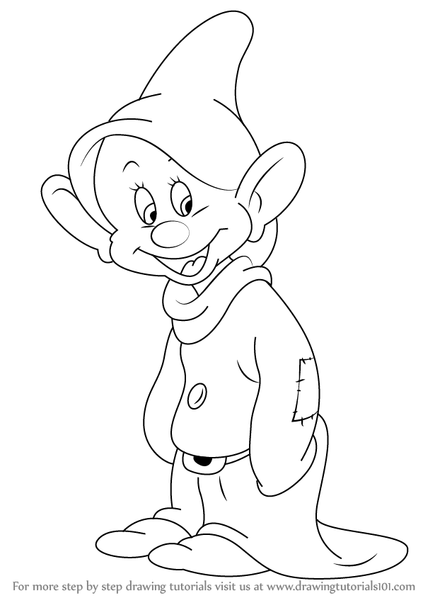 598x844 learn how to draw dopey dwarf from snow white and the seven dwarfs - Dwarf Drawing