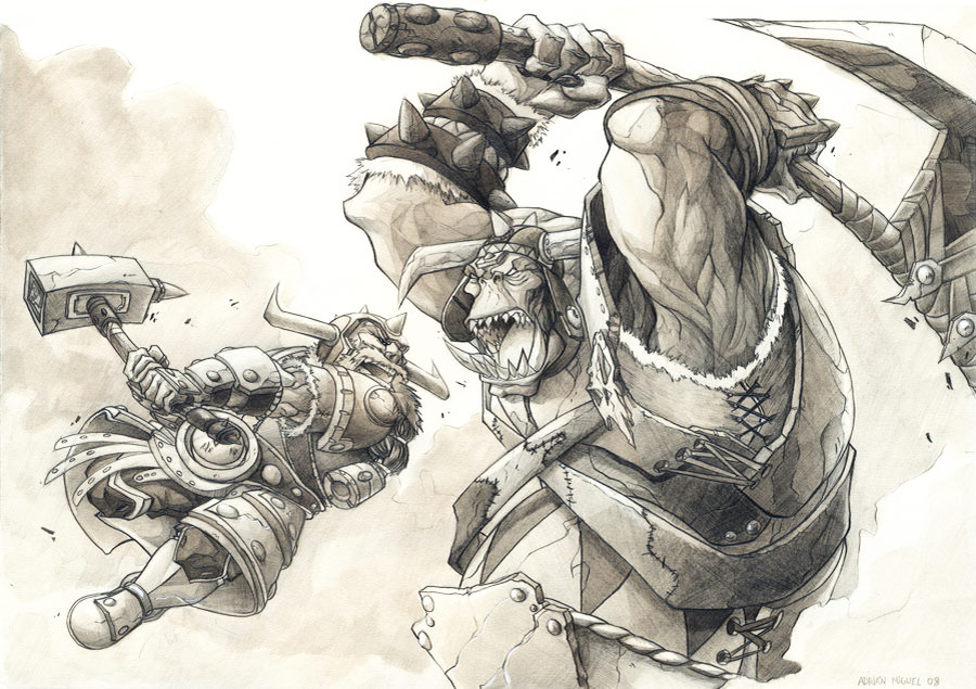 900x635 Orc Vs Dwarf Drawing - Dwarf Drawing