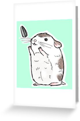 277x415 cute dwarf hamster reaching for a seed drawing greeting cards - Dwarf Hamster Drawing