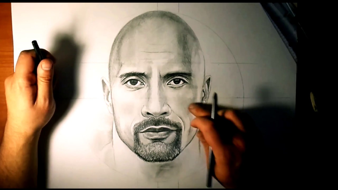 1280x720 Dwayne The Rock Johnson Portrait Drawing - Dwayne Johnson Drawing