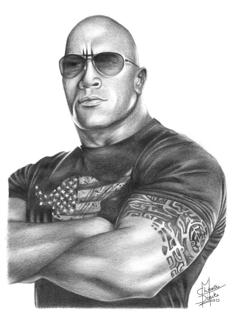 766x1043 Pencil Drawings Of Famous People The Rock Pencil Drawing - Dwayne Johnson Drawing