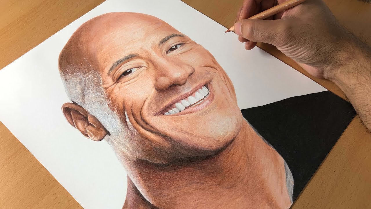 1280x720 Drawing The Rock - Dwayne Johnson Drawing