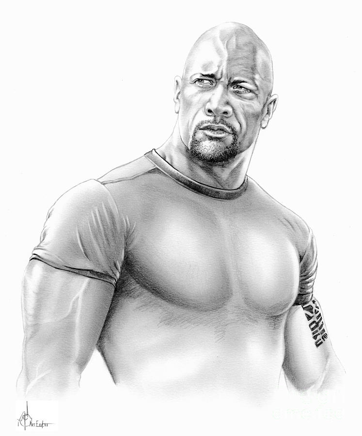 747x900 Dwayne Johnson Drawing - Dwayne Johnson Drawing