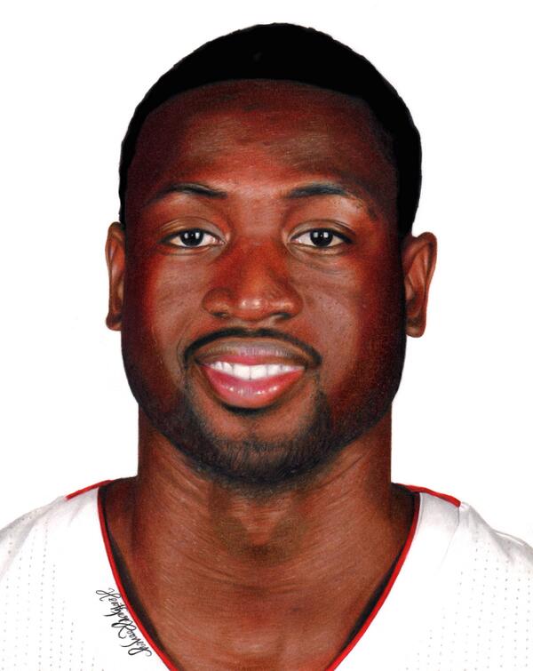 600x755 heather rooney on twitter colored pencil drawing of dwyane wade - Dwyane Wade Drawing