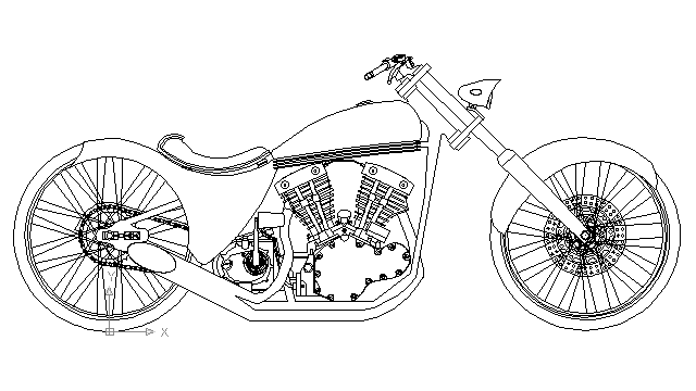 640x360 Autocad Drawing Orange County Choppers Occ Motorcycle Dwg - Dxf Drawing