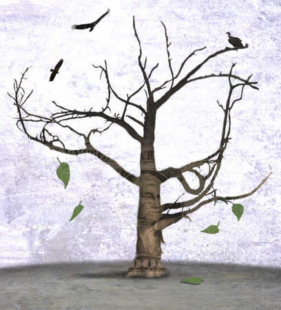 408x450 Stock Illustration - Dying Tree Drawing