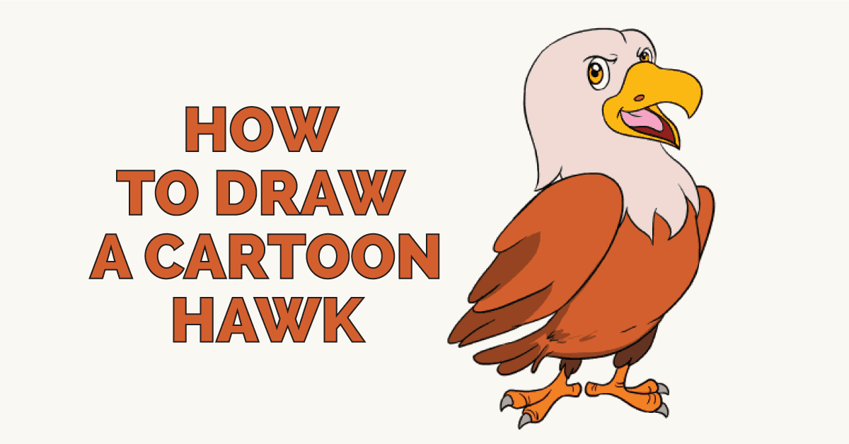 1200x628 How To Draw A Cartoon Hawk Really Easy Drawing Tutorial - Eagle Cartoon Drawing