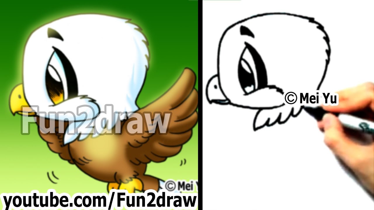 1280x720 how to draw a cute chibi eagle in min - Eagle Cartoon Drawing