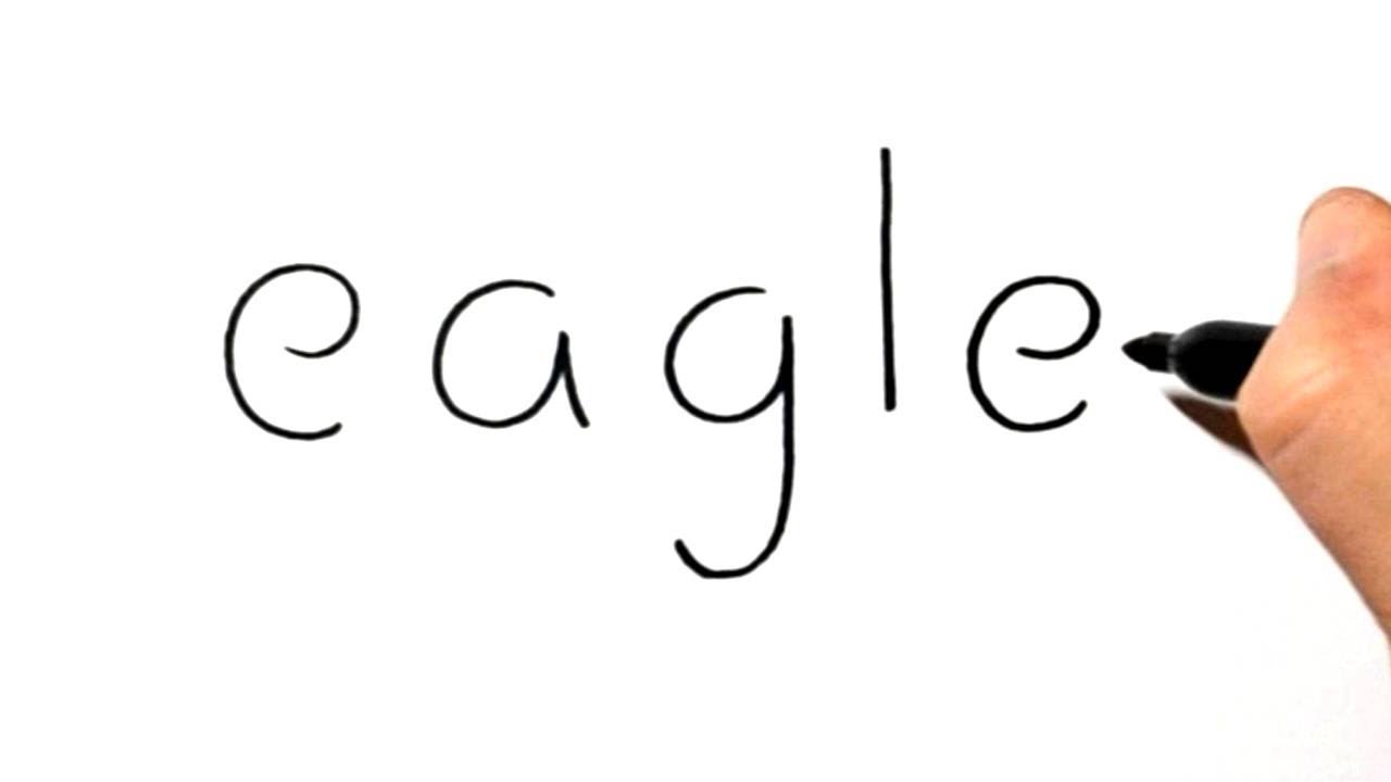 1280x720 How To Draw An Eagle Using The Word Eagle - Eagle Cartoon Drawing