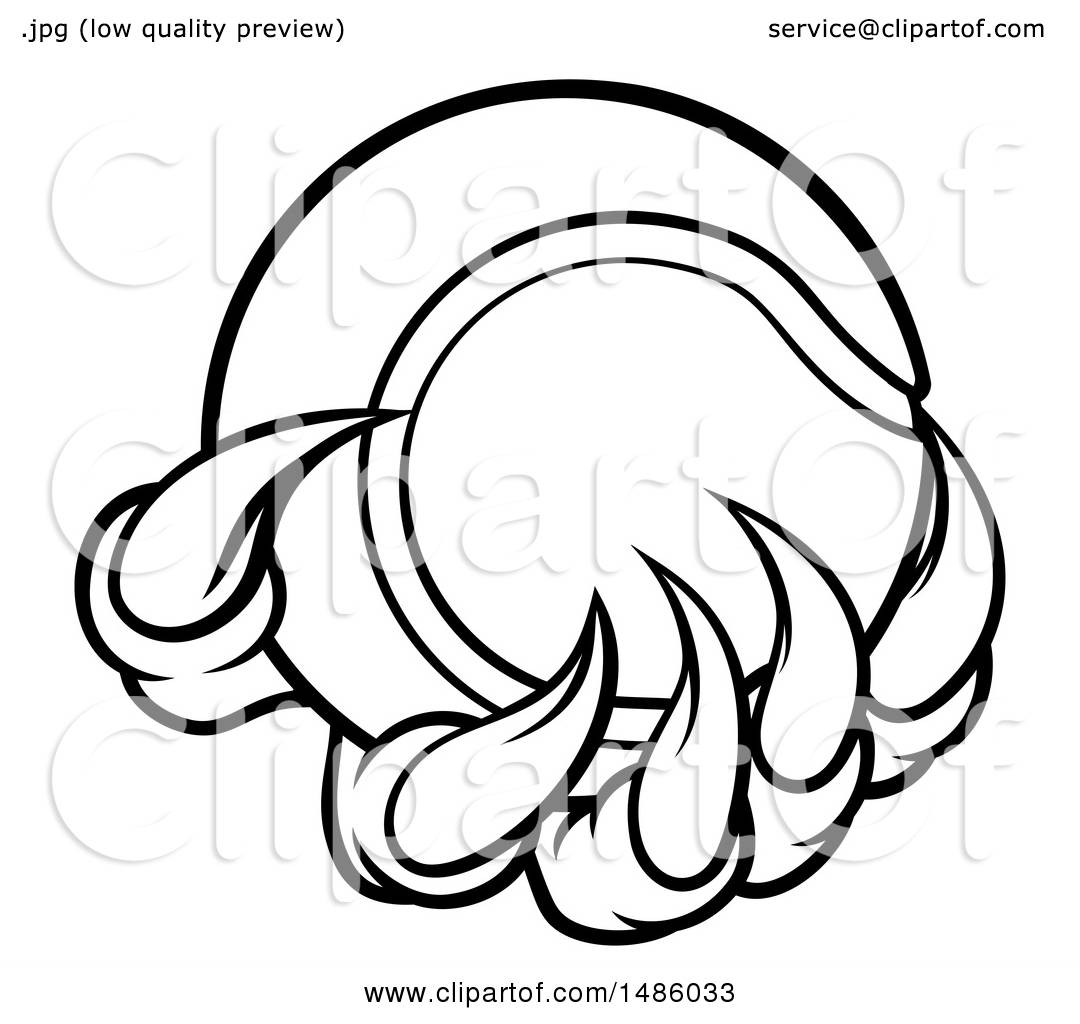 1080x1024 Clipart Of Black And White Monster Or Eagle Claws Holding A Tennis - Eagle Claws Drawing