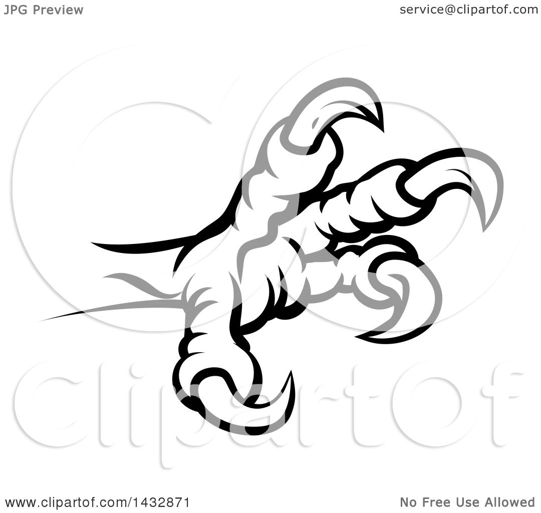 1080x1024 Clipart Of Blackand White Eagle Claw And Sharp Talons - Eagle Claws Drawing