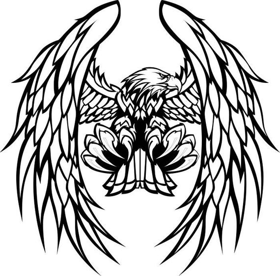 570x563 Bald Eagle American Bird Claws Wings Ribbon Government Seal Etsy - Eagle Claws Drawing